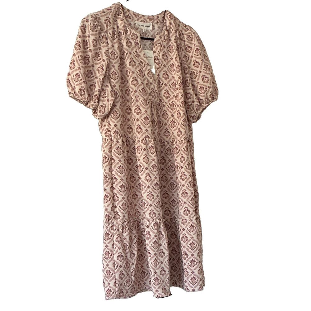 Lucky Brand Woman’s Dress M Medium NWT Floral Tiered Puff Sleeve Boho Mini New